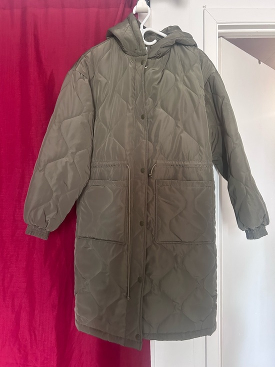 Ardene Jackets & Blazers - Ardene Quilted Hooded Long Puffer Coat - Olive